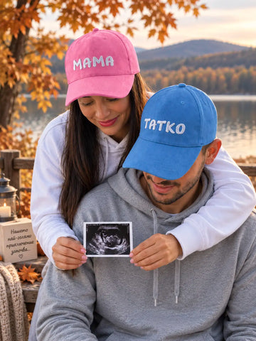 Комплект шапки с бродерия "МАМА" и "ТАТКО"