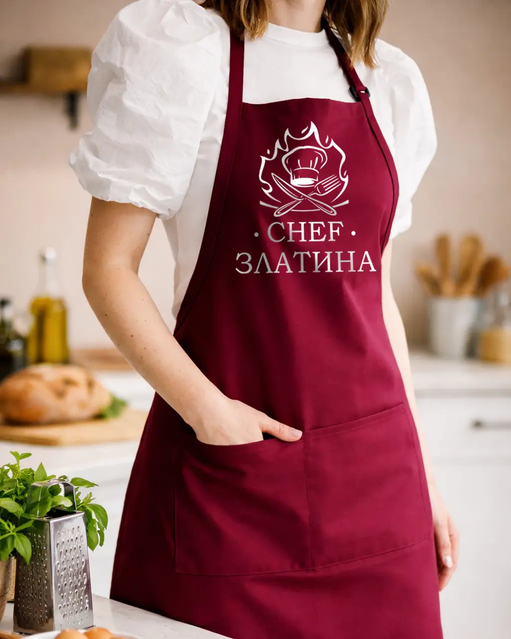 Персонализирана престилкa с име и надпис CHEF