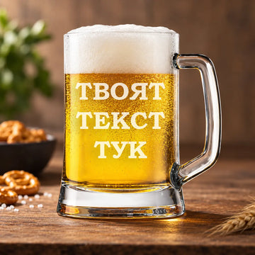 Гравирана халба за бира с текст по избор