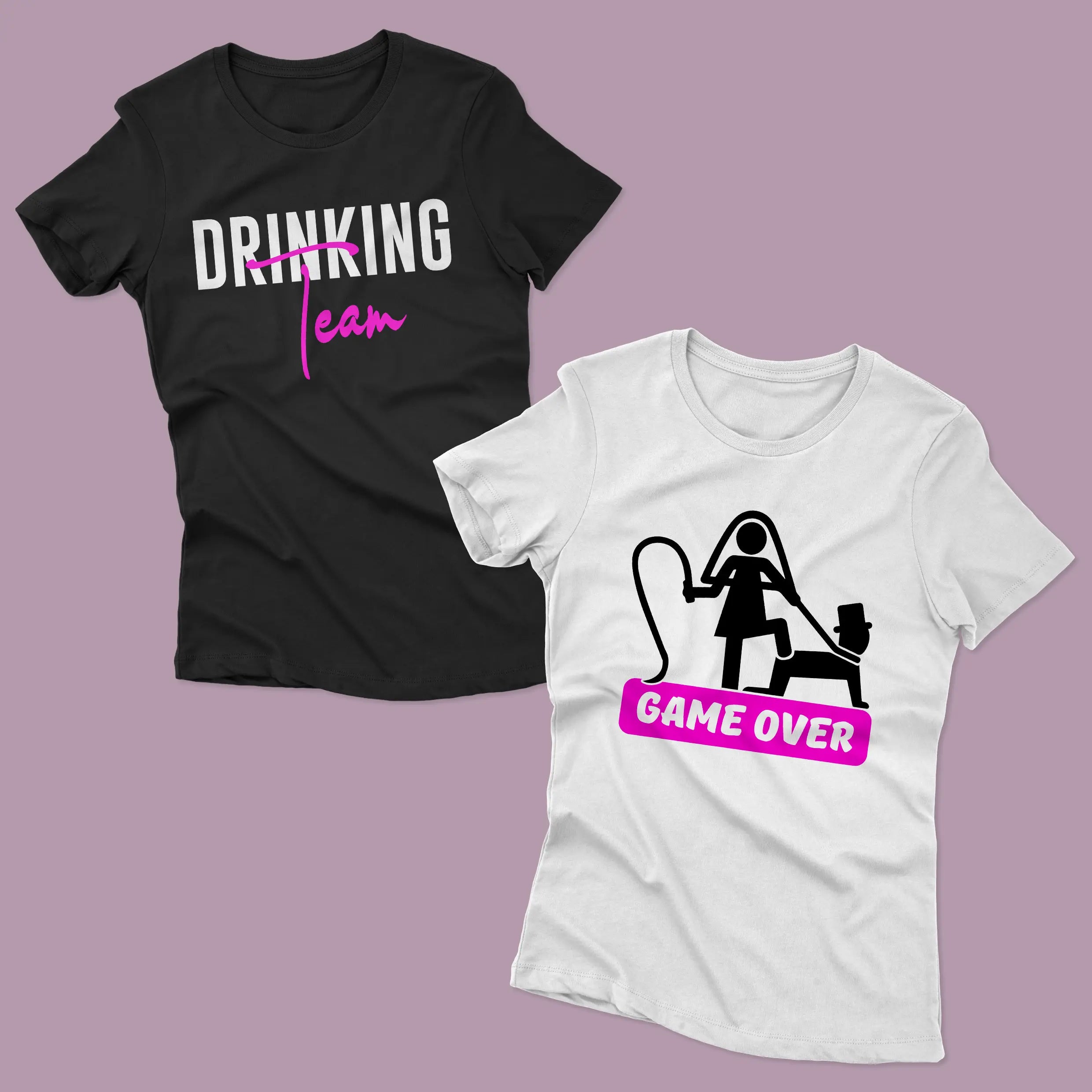 Тениски за моминско парти - "Drinking team" и "Game over" за булката и приятелките