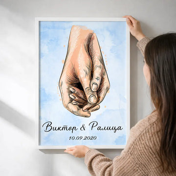 Персонализиран постер в рамка „Hands together“